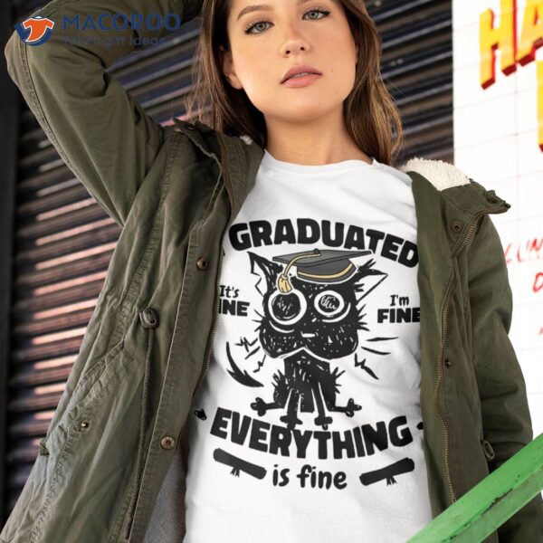 I Graduated Graduate Class 2023 Funny Black Cat Graduation Shirt