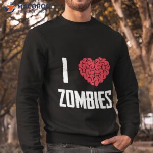 i love zombie heart brain spooky halloween trick or treat t shirt sweatshirt