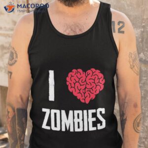 i love zombie heart brain spooky halloween trick or treat t shirt tank top