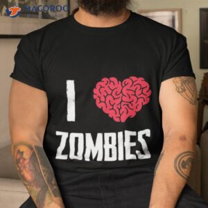 i love zombie heart brain spooky halloween trick or treat t shirt tshirt