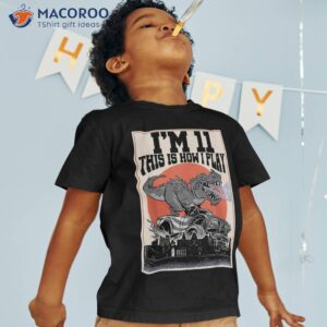 i m 11 this is how dinosaur motocross kid 11th birthday shirt tshirt