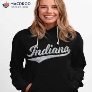 Indiana Retro Vintage Baseball Sports Script Flag Swoosh Shirt