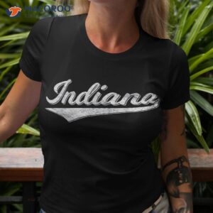 Indiana Retro Vintage Baseball Sports Script Flag Swoosh Shirt