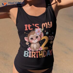 It’s My 2nd Birthday Girl Baby Monkey Flower 2 Year Old Bday Shirt