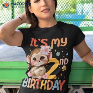 it s my 2nd birthday girl baby monkey flower 2 year old bday shirt tshirt 1