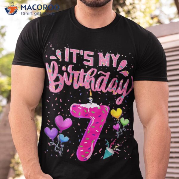 It’s My 7th Birthday Doughnut Happy 7 Years Old Girl Kids Shirt