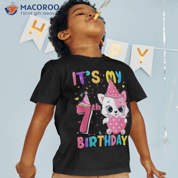 It’s My 7th Birthday Girl Funny Cat 7 Year Old Shirt