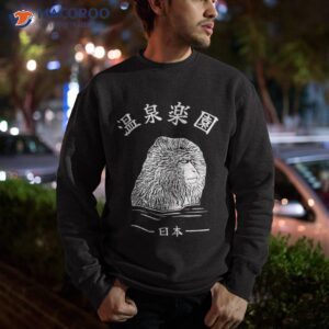 japanese writing hot spring paradise and monkey graphic shirt sweatshirt