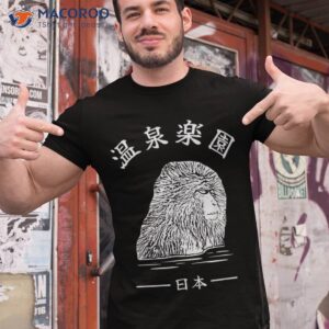 japanese writing hot spring paradise and monkey graphic shirt tshirt 1