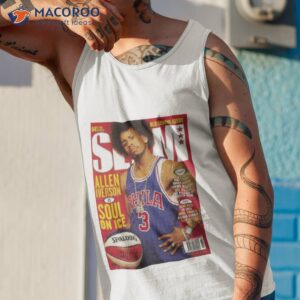 Jason Kelce’s Mitchell Ness Allen Iverson Slam Magazine Shirt 3 jason kelces mitchell ness allen iverson slam magazine shirt tank top 1