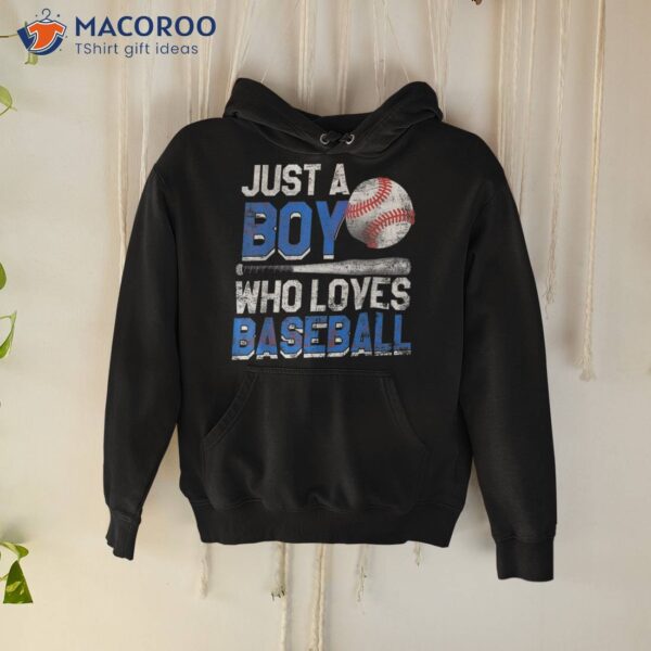Just A Boy Who Loves Baseball Gifts For Boys American Flag Shirt