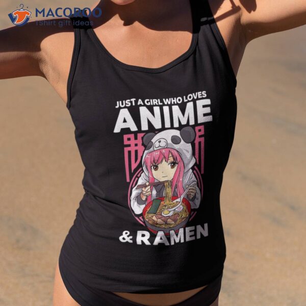 Just A Girl Who Loves Anime And Ra Bowl Panda Teen Shirt