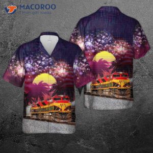 Kansas City Southern Railway's Kcs 3999 Emd Sd70ace Is Wearing A Fourth Of July Hawaiian Shirt.