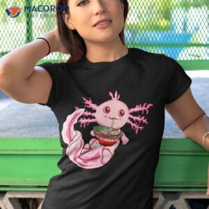 kawaii axolotl eating ra noodles anime gift girls teens shirt tshirt 1