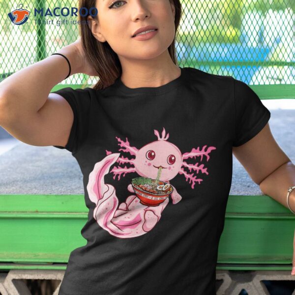 Kawaii Axolotl Eating Ra Noodles Anime Gift Girls Teens Shirt