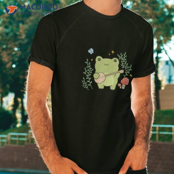 Kawaii Cute Frog Banjo Butterfly – Cottagecore Aesthetic Shirt