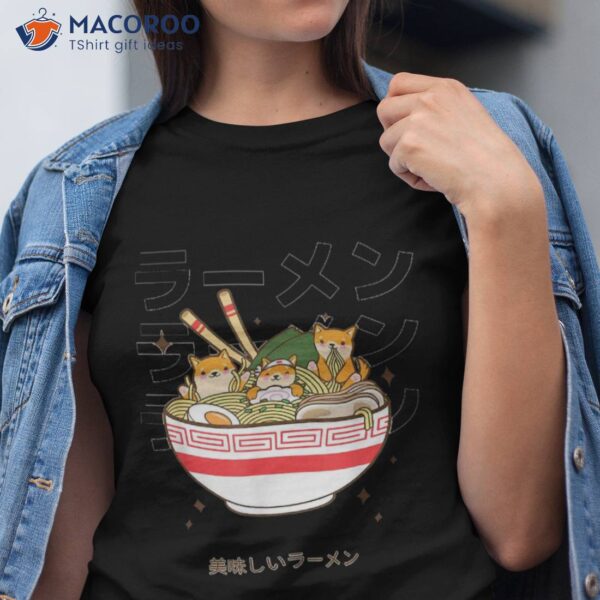Kawaii Dog Eating Ra Noodles Otaku Anime Japanese Shirt