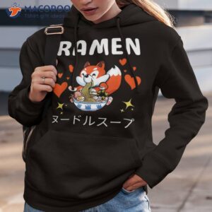 kawaii fox eating ra noodles japanese food lover costume shirt hoodie 3