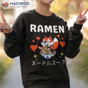kawaii fox eating ra noodles japanese food lover costume shirt sweatshirt 2