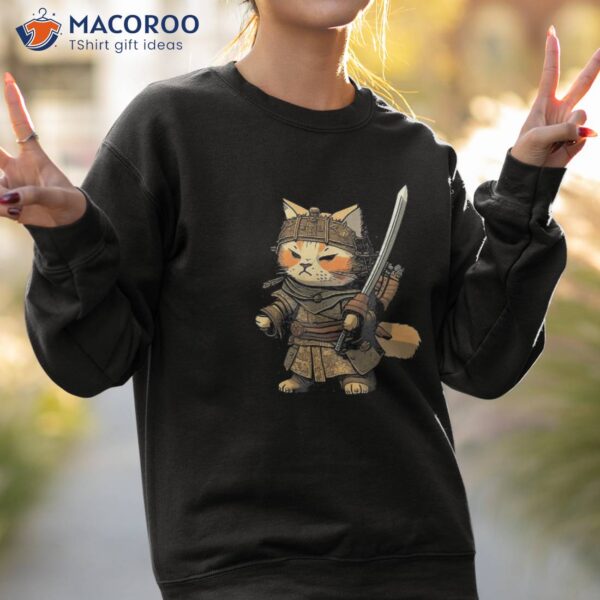 Kawaii Japanese Style Samurai Cat Anime Shirt