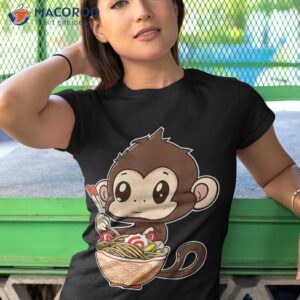 kawaii monkey eating ra noodles japanese food anime shirt tshirt 1