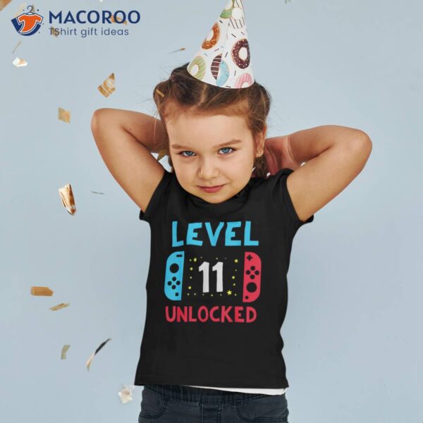 Kids 11th Birthday Boy Level 11 Unlocked Video Game Party Shirt