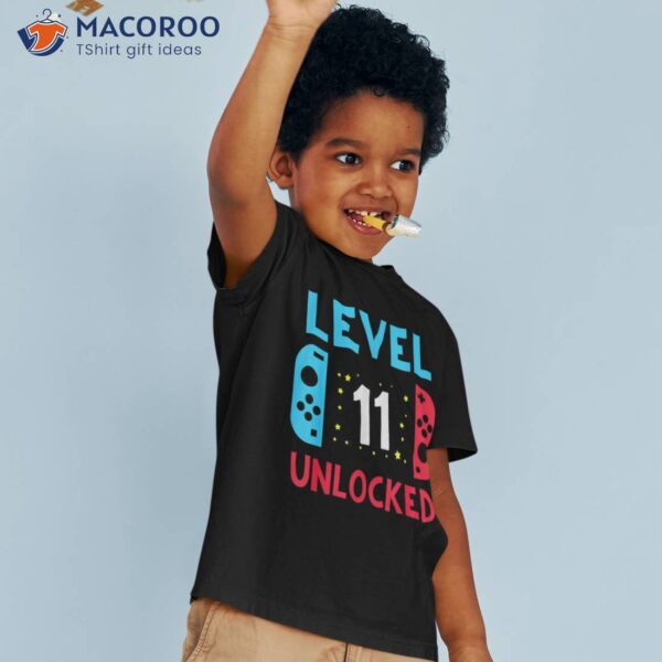 Kids 11th Birthday Boy Level 11 Unlocked Video Game Party Shirt