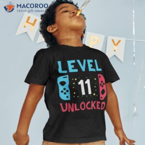 kids 11th birthday boy level 11 unlocked video game party shirt tshirt