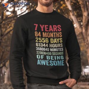 kids 7th birthday 7 years old vintage retro 84 months shirt sweatshirt