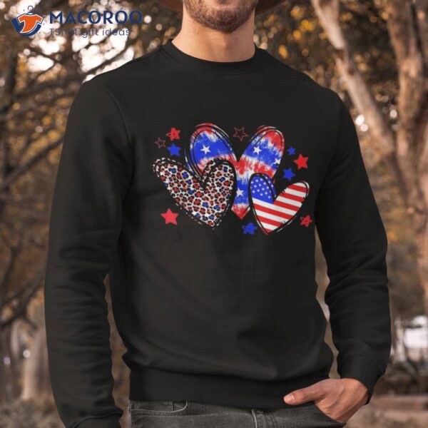 Leopard Heart Red White Blue Usa Flag 4th Of July S Shirt