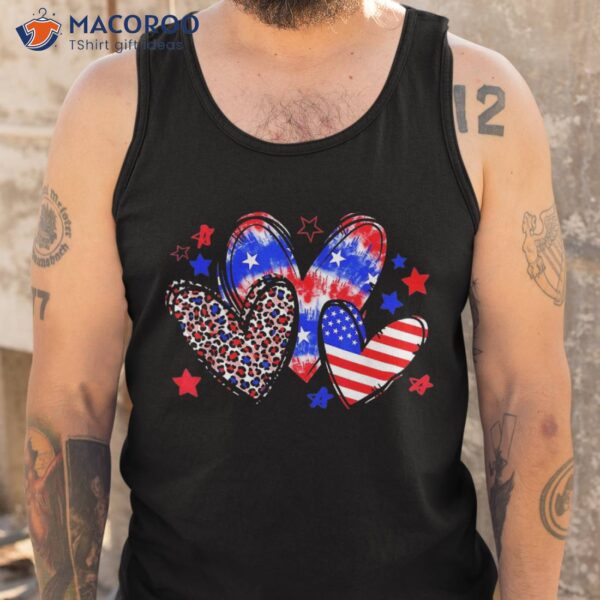 Leopard Heart Red White Blue Usa Flag 4th Of July S Shirt