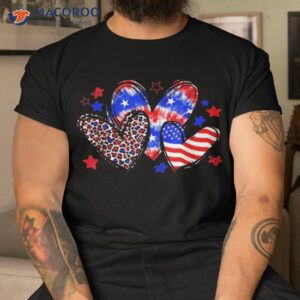 leopard heart red white blue usa flag 4th of july s shirt tshirt