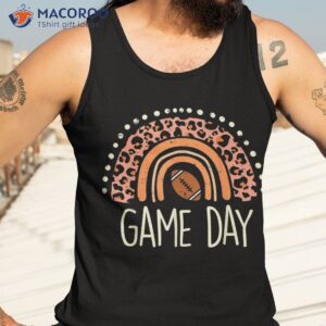 leopard rainbow american football game day sport girls shirt tank top 3