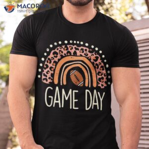 leopard rainbow american football game day sport girls shirt tshirt