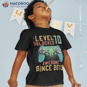 level 10 unlocked 10th birthday year old boy gifts gamer shirt tshirt