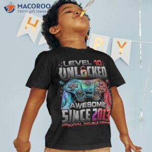 Level 10 Unlocked Awesome Since 2013 10th Birthday Gaming Shirt