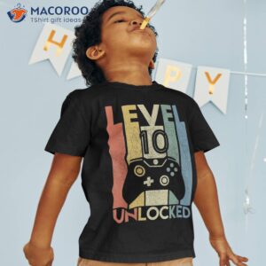 level 10 unlocked shirt funny video gamer 10th birthday gift tshirt