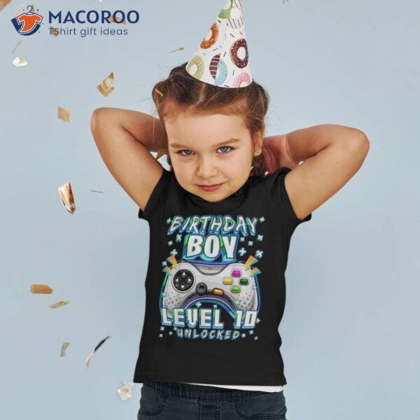 Level 10 Unlocked Video Game 10th Birthday Gamer Boys Shirt