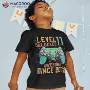 level 11 unlocked 11th birthday year old boy gifts gamer shirt tshirt