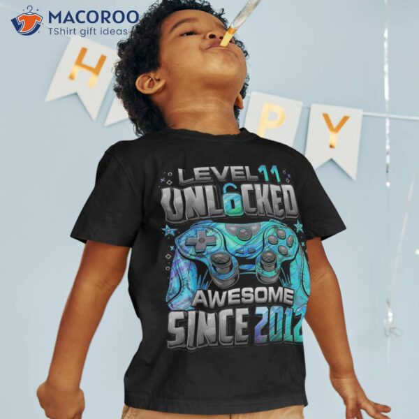 Level 11 Unlocked Awesome Since 2012 11th Birthday Gaming Shirt