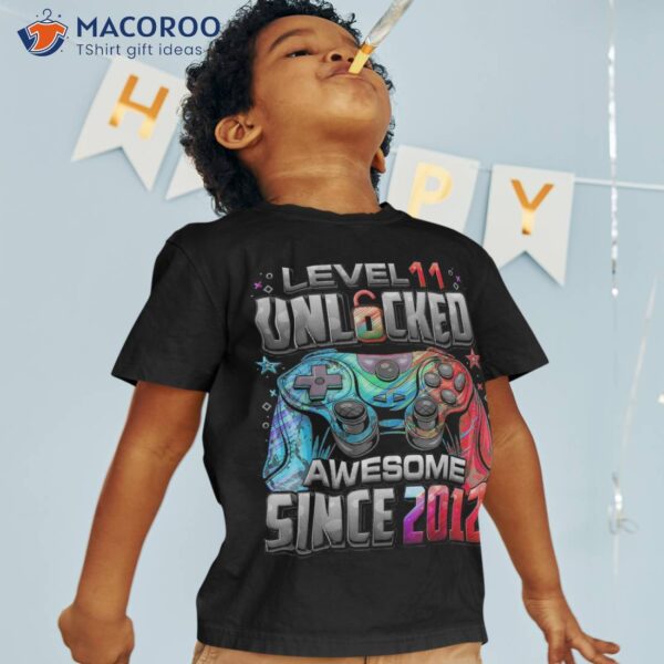 Level 11 Unlocked Awesome Since 2012 11th Birthday Gaming Shirt