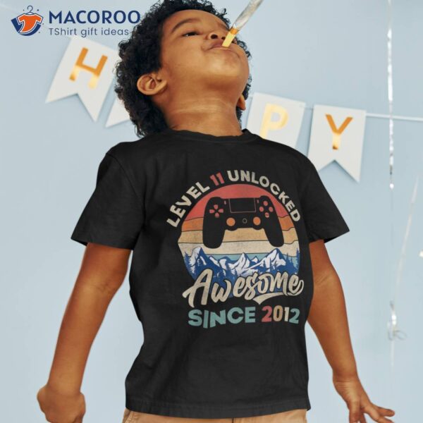 Level 11 Unlocked Awesome Since 2012 11th Birthday Gaming Shirt