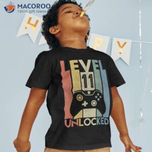 level 11 unlocked shirt funny video gamer 11th birthday gift tshirt