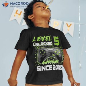 level 5 unlocked awesome 2018 video game 5th birthday boys shirt tshirt