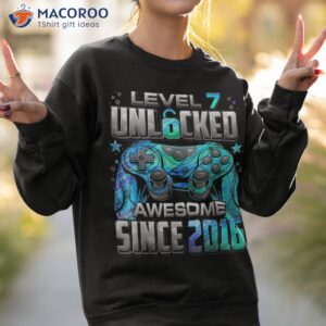 level 7 unlocked awesome since 2016 7th birthday gaming shirt sweatshirt 2