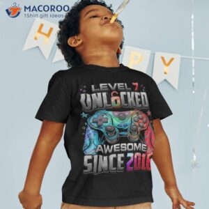level 7 unlocked awesome since 2016 7th birthday gaming shirt tshirt