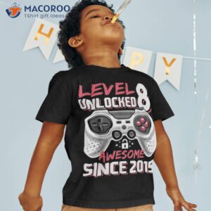 level 8 unlocked awesome 2015 video game 8th birthday boy shirt tshirt 1