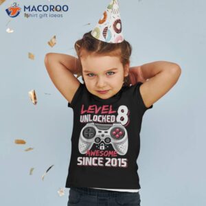 level 8 unlocked awesome 2015 video game 8th birthday boy shirt tshirt 2 1