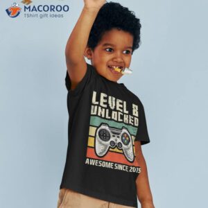 level 8 unlocked awesome 2015 video game 8th birthday boy shirt tshirt 3