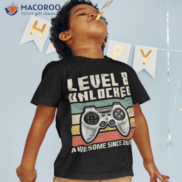 Level 8 Unlocked Awesome 2015 Video Game 8th Birthday Boy Shirt